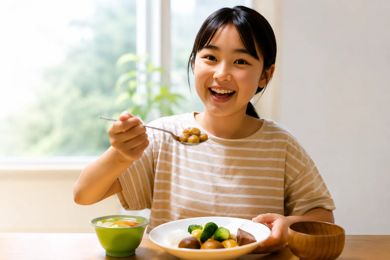 ご飯を食べている女の子
